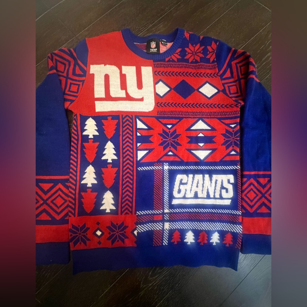 NFL Team Apparel - Ugly Crew Neck Sweater, New York Giants - SMALL